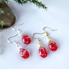 Load image into Gallery viewer, Red Abalone Shimmer Drop Earrings
