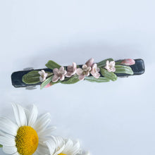 Load image into Gallery viewer, NEW! Luxe Black and Pink Lavender Floral Barrette
