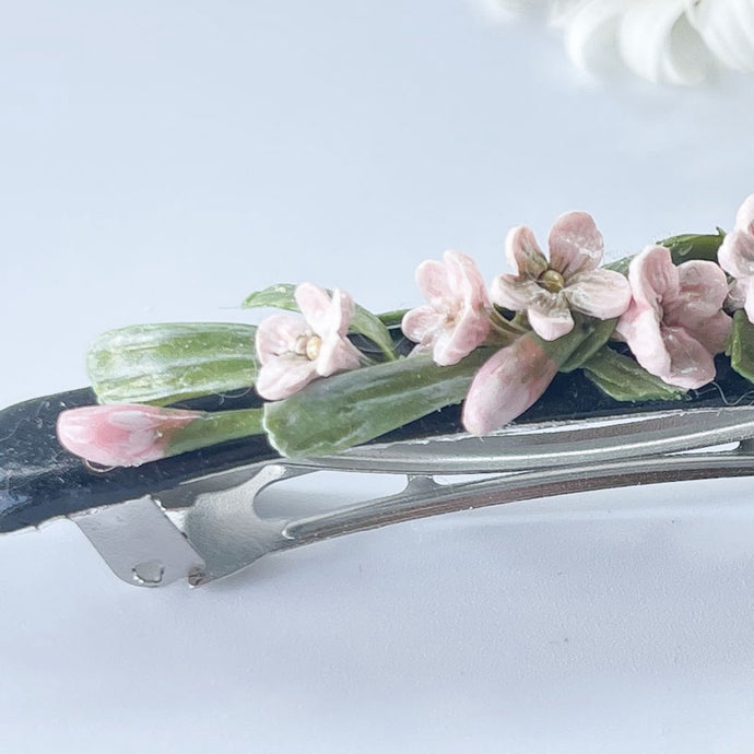 NEW! Luxe Black and Pink Lavender Floral Barrette