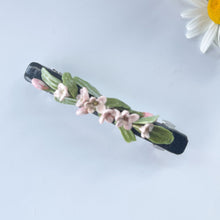 Load image into Gallery viewer, NEW! Luxe Black and Pink Lavender Floral Barrette
