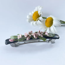 Load image into Gallery viewer, NEW! Luxe Black and Pink Lavender Floral Barrette
