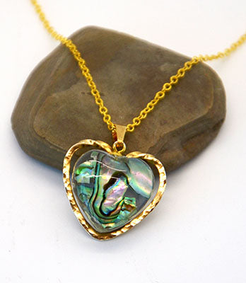 Brass Abalone Heart Necklace