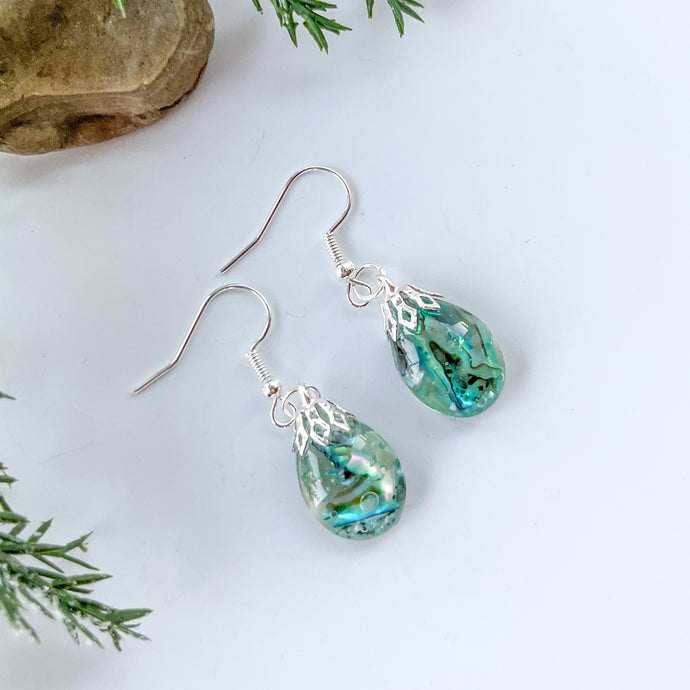 Turquoise Abalone Shimmer Drop Earrings