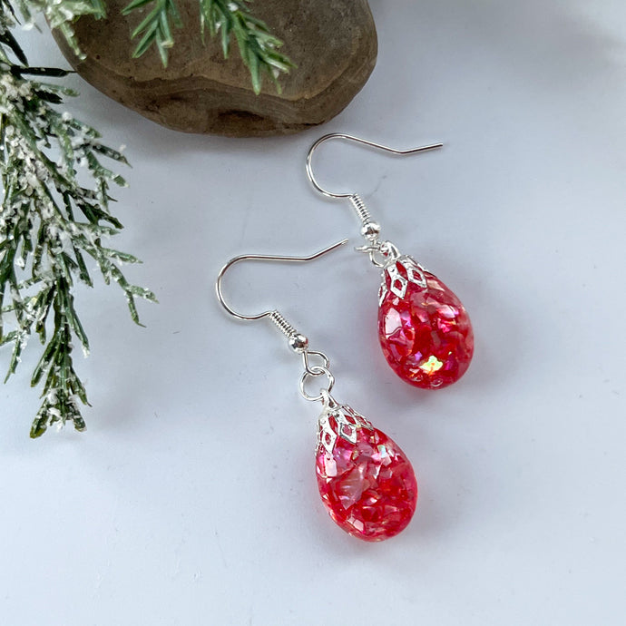 Red Abalone Shimmer Drop Earrings