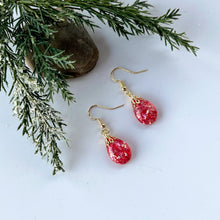 Load image into Gallery viewer, Red Abalone Shimmer Drop Earrings
